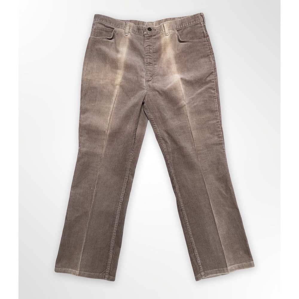 Vintage Wrangler Rancher Pants Mens 38x30 Brown Corduroy Bootcut Western US Made